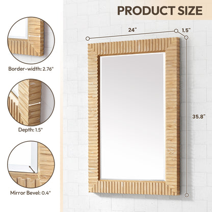 Osaka 24" W x 35.8" H Rectangle Wood Framed Wall Mount Bathroom Vanity Art Mirror in Washed Ash Grey
