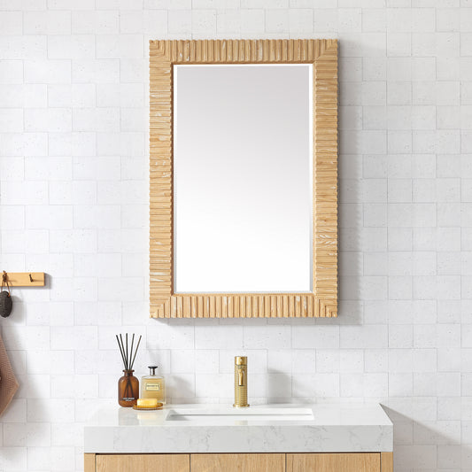 Osaka 24" W x 35.8" H Rectangle Wood Framed Wall Mount Bathroom Vanity Art Mirror in Washed Ash Grey