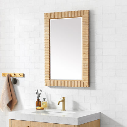 Osaka 24" W x 35.8" H Rectangle Wood Framed Wall Mount Bathroom Vanity Art Mirror in Washed Ash Grey