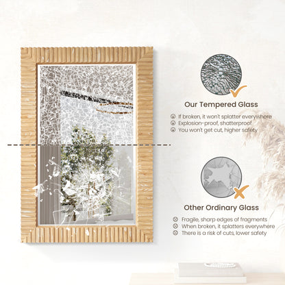 Osaka 24" W x 35.8" H Rectangle Wood Framed Wall Mount Bathroom Vanity Art Mirror in Washed Ash Grey