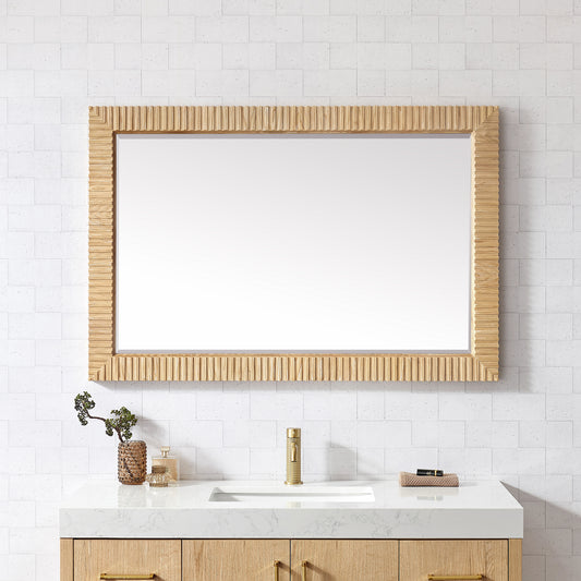Osaka 48" W x 31.9" H Rectangle Wood Framed Wall Mount Bathroom Vanity Art Mirror in Washed Ash Grey
