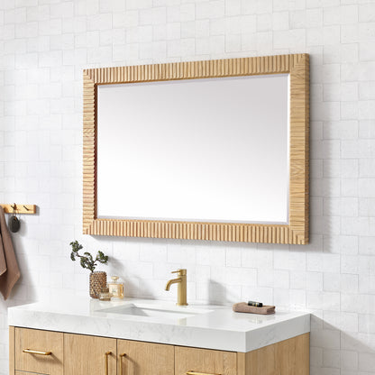Osaka 48" W x 31.9" H Rectangle Wood Framed Wall Mount Bathroom Vanity Art Mirror in Washed Ash Grey