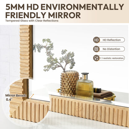 Osaka 48" W x 31.9" H Rectangle Wood Framed Wall Mount Bathroom Vanity Art Mirror in Washed Ash Grey