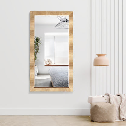 Osaka 60" W x 31.9" H Rectangle Wood Framed Wall Mount Bathroom Vanity Art Mirror in Washed Ash Grey