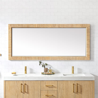 Osaka 72" W x 31.9" H Rectangle Wood Framed Wall Mount Bathroom Vanity Art Mirror in Washed Ash Grey
