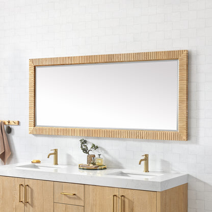 Osaka 72" W x 31.9" H Rectangle Wood Framed Wall Mount Bathroom Vanity Art Mirror in Washed Ash Grey