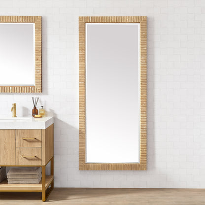 Osaka 72" W x 31.9" H Rectangle Wood Framed Wall Mount Bathroom Vanity Art Mirror in Washed Ash Grey