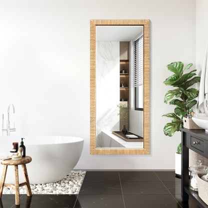 Osaka 72" W x 31.9" H Rectangle Wood Framed Wall Mount Bathroom Vanity Art Mirror in Washed Ash Grey