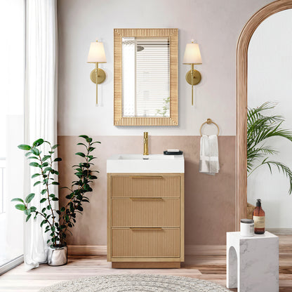 Bangalore 18.5" W x 28" H Rectangular Wood Framed Medicine Cabinet in Washed Ash Grey