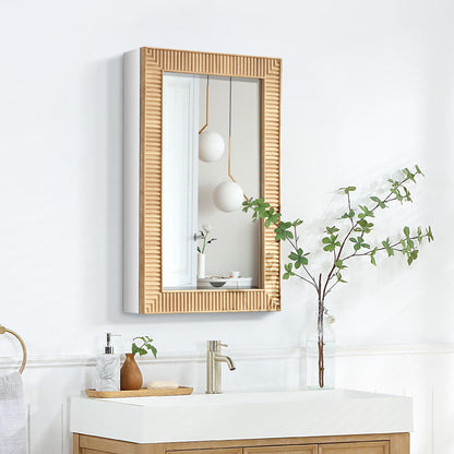 Bangalore 18.5" W x 28" H Rectangular Wood Framed Medicine Cabinet in Washed Ash Grey