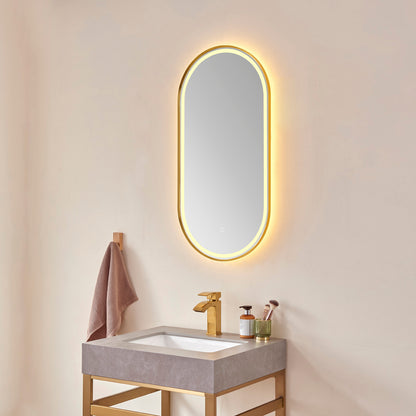 Grande 18" Oval LED Lighted Accent Bathroom/Vanity Wall Mirror