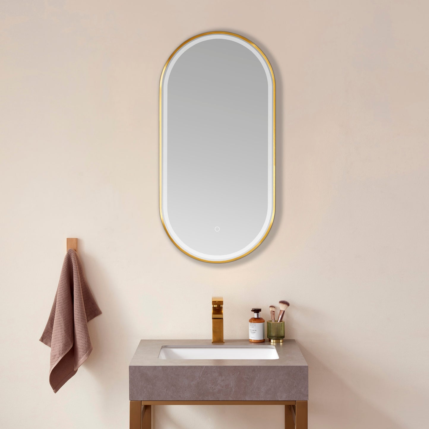 Grande 18" Oval LED Lighted Accent Bathroom/Vanity Wall Mirror