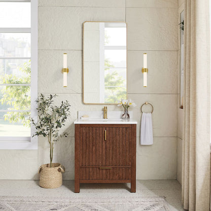 Shenzhen 30" Single Sink Bath Vanity in Aged Dark Brown Oak