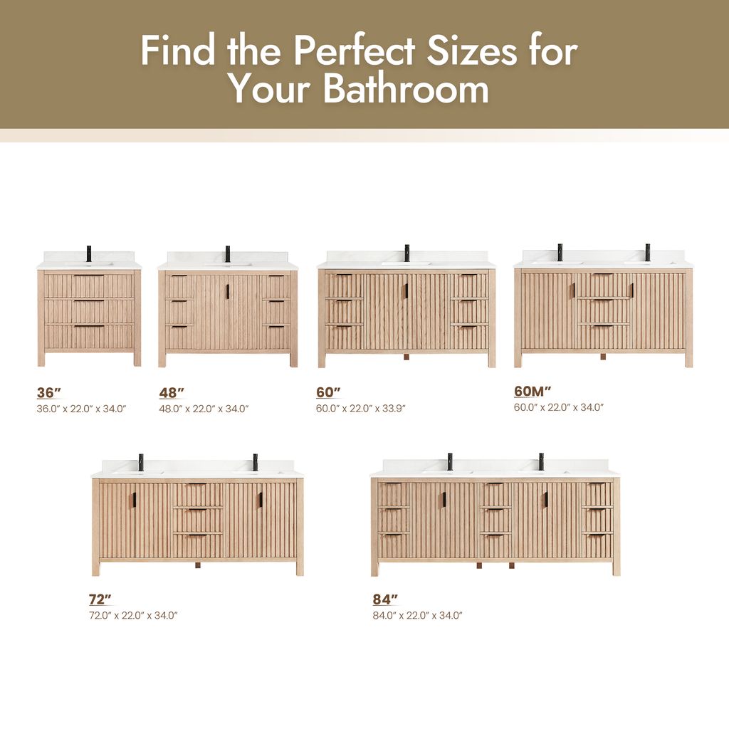 Shenzhen 60" Single Sink Bath Vanity in Aged Natural Oak