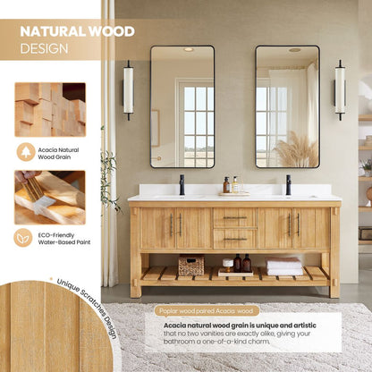 Paris 72" Free-standing Double Bath Vanity in Acacia Classic Grey