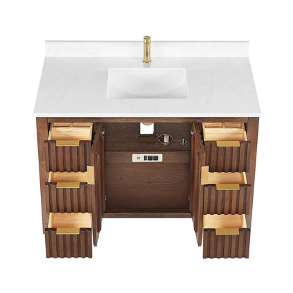 Shenzhen 48" Single Sink Bath Vanity in Aged Dark Brown Oak
