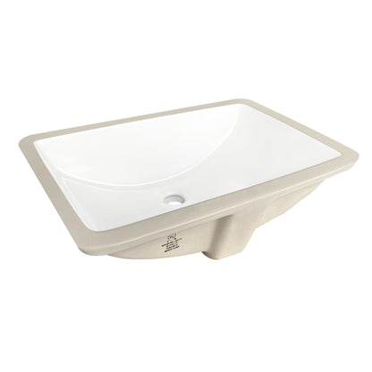 Vinnova Lyon Ceramic Rectangular Undermount Bathroom Sink with Overflow in White
