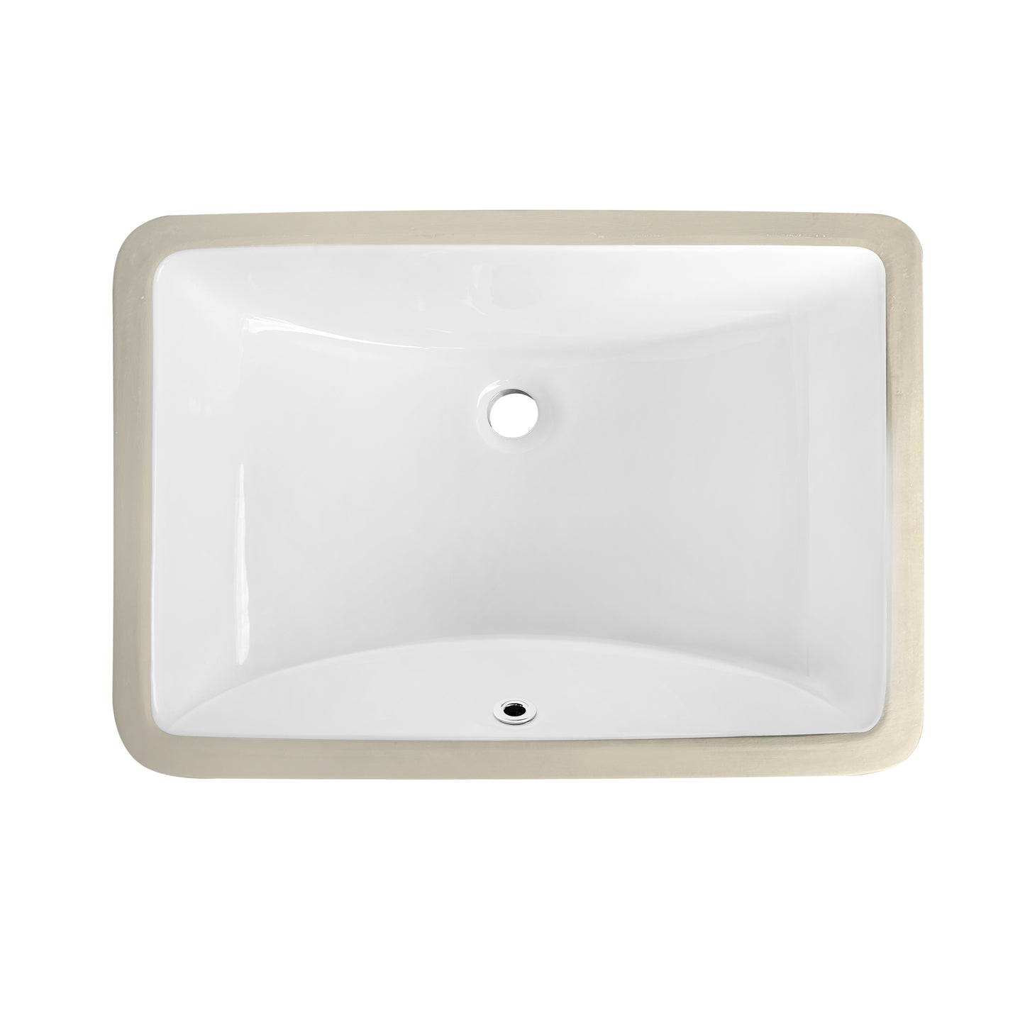 Vinnova Lyon Ceramic Rectangular Undermount Bathroom Sink with Overflow in White