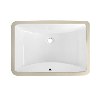 Vinnova Lyon Ceramic Rectangular Undermount Bathroom Sink with Overflow in White