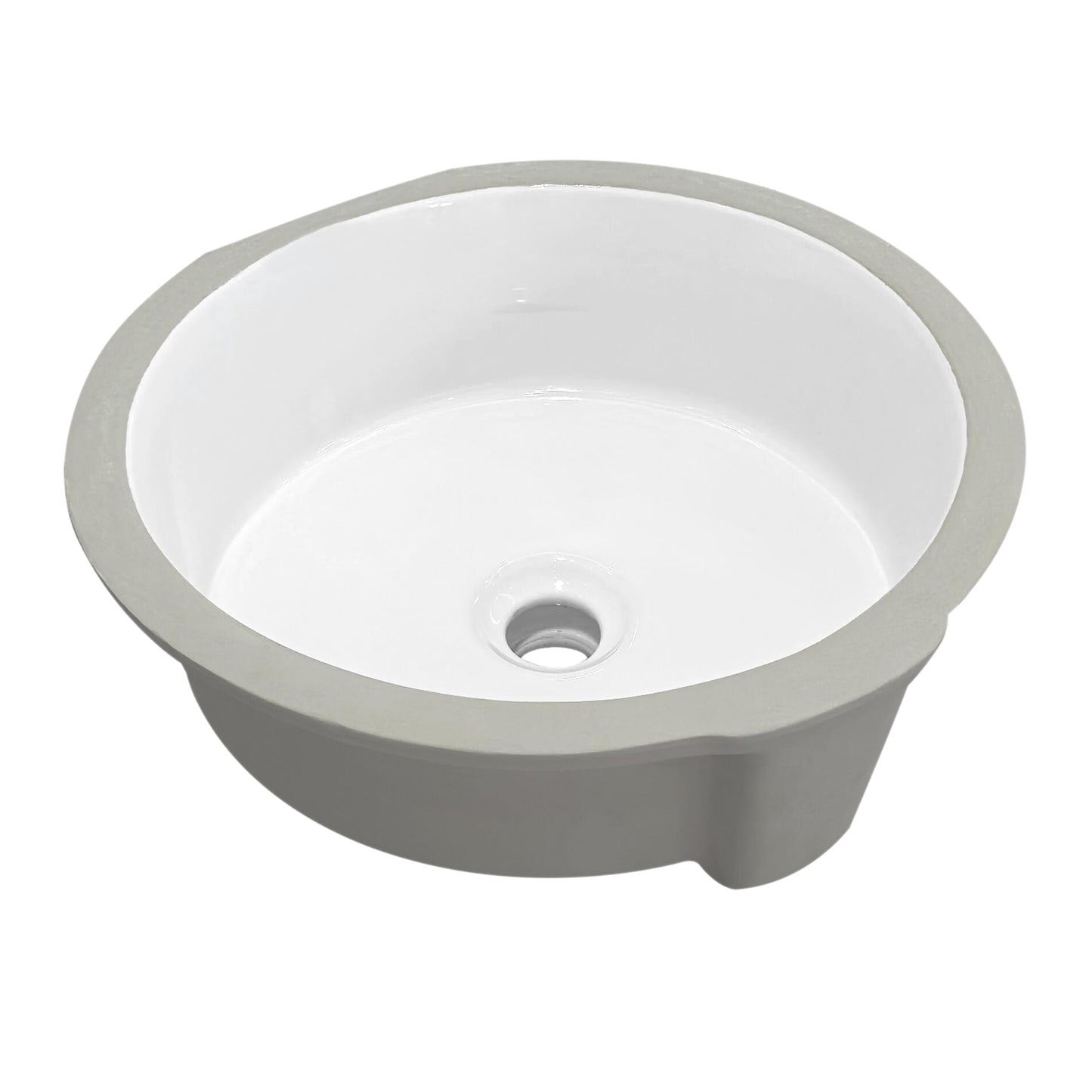 Vinnova Marseille Ceramic Circular Undermount Bathroom Sink with Overflow in White