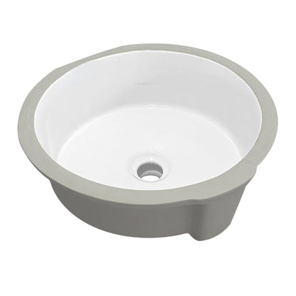Vinnova Marseille Ceramic Circular Undermount Bathroom Sink with Overflow in White