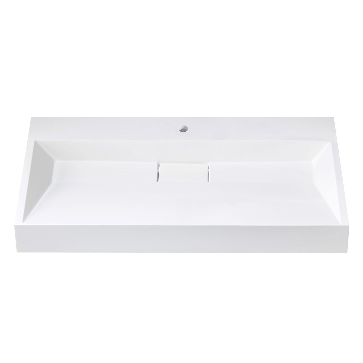 Vera 35.4" Rectangular White Composite Granite Stone Console Bathroom Vanity Sink