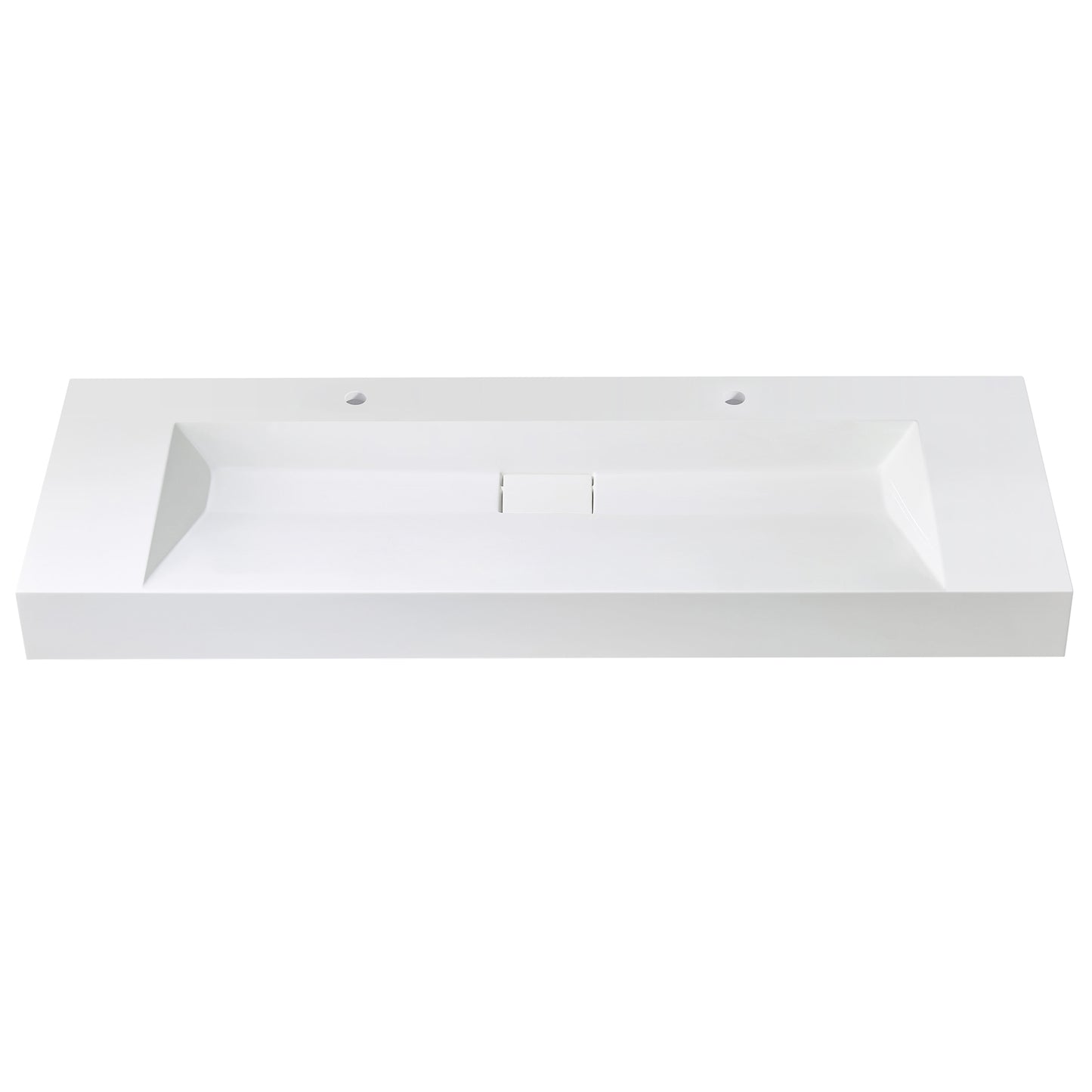 Vinnova Vera 60" Rectangular White Composite Granite Stone Console Bathroom Vanity Sink