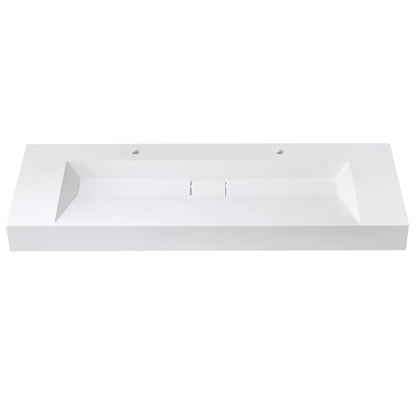 Vinnova Vera 60" Rectangular White Composite Granite Stone Console Bathroom Vanity Sink