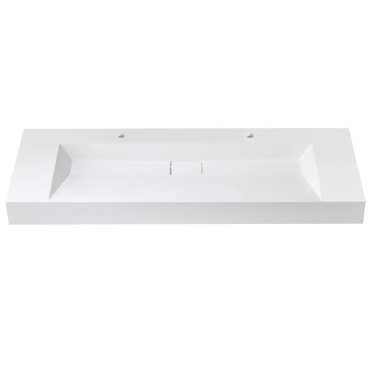 Vinnova Vera 60" Rectangular White Composite Granite Stone Console Bathroom Vanity Sink
