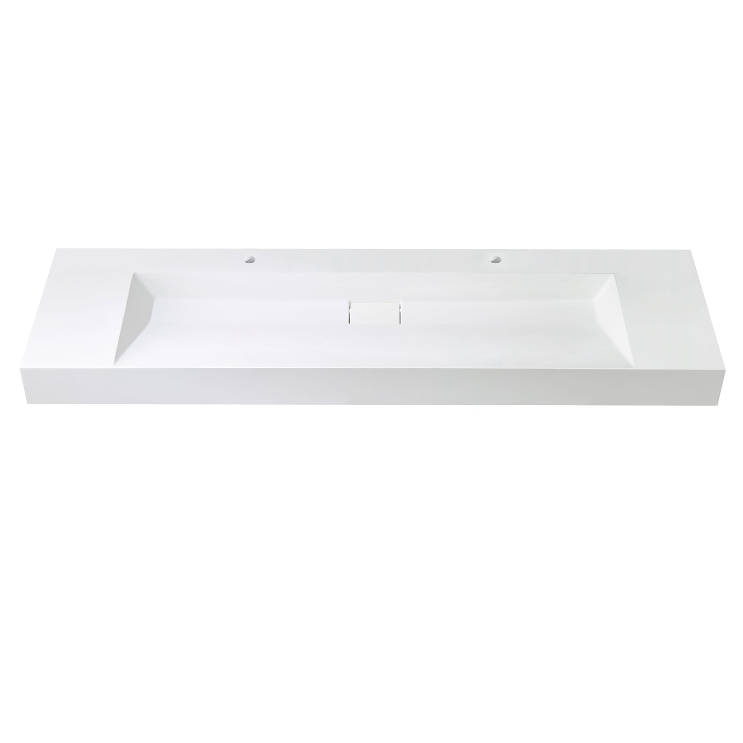 Vinnova Vera 72" Rectangular White Composite Granite Stone Console Bathroom Vanity Sink