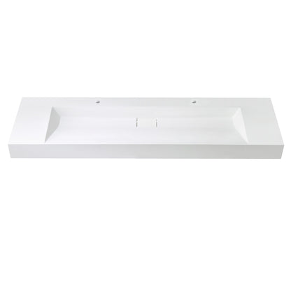 Vinnova Vera 72" Rectangular White Composite Granite Stone Console Bathroom Vanity Sink