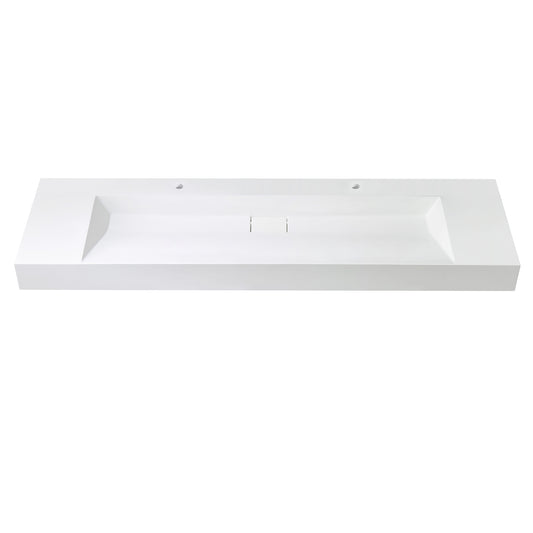 Vinnova Vera 72" Rectangular White Composite Granite Stone Console Bathroom Vanity Sink