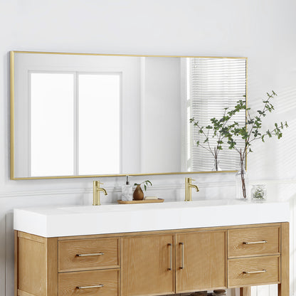 Vinnova Vera 72" Rectangular White Composite Granite Stone Console Bathroom Vanity Sink