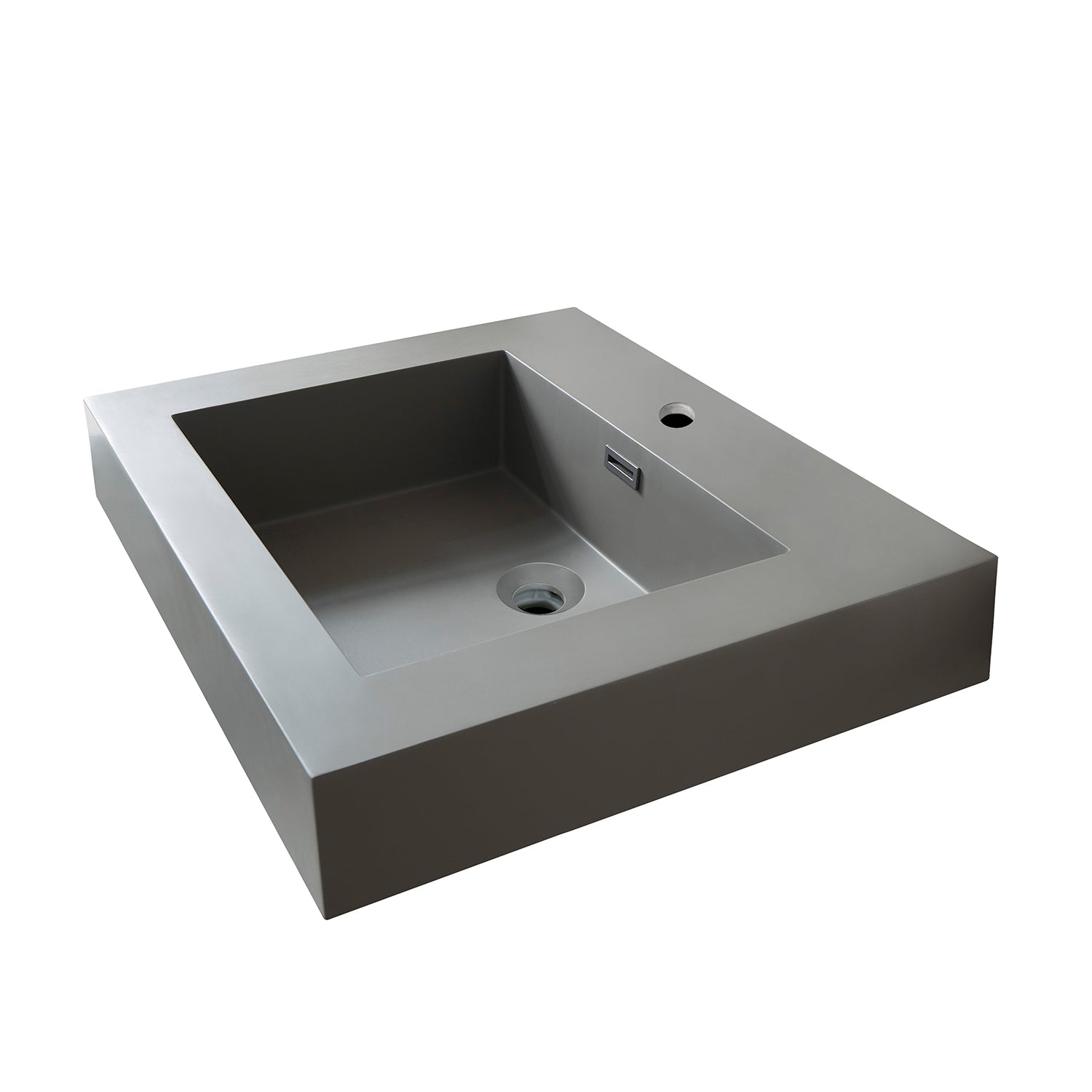 Ablitas Square Grey Finish Composite Granite Stone Vessel Bathroom Vanity Sink