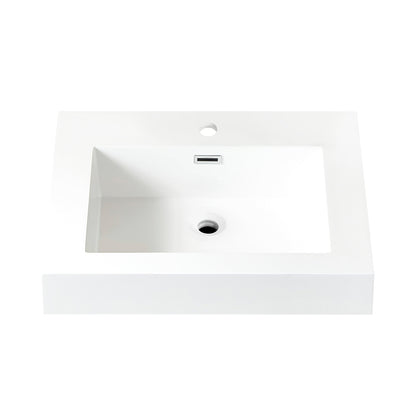 Ablitas Square White Finish Composite Granite Stone Vessel Bathroom Vanity Sink