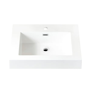 Open image in slideshow, Ablitas Square White Finish Composite Granite Stone Vessel Bathroom Vanity Sink
