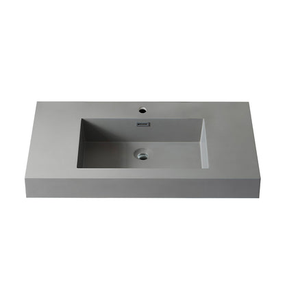 Ablitas Square Grey Finish Composite Granite Stone Vessel Bathroom Vanity Sink