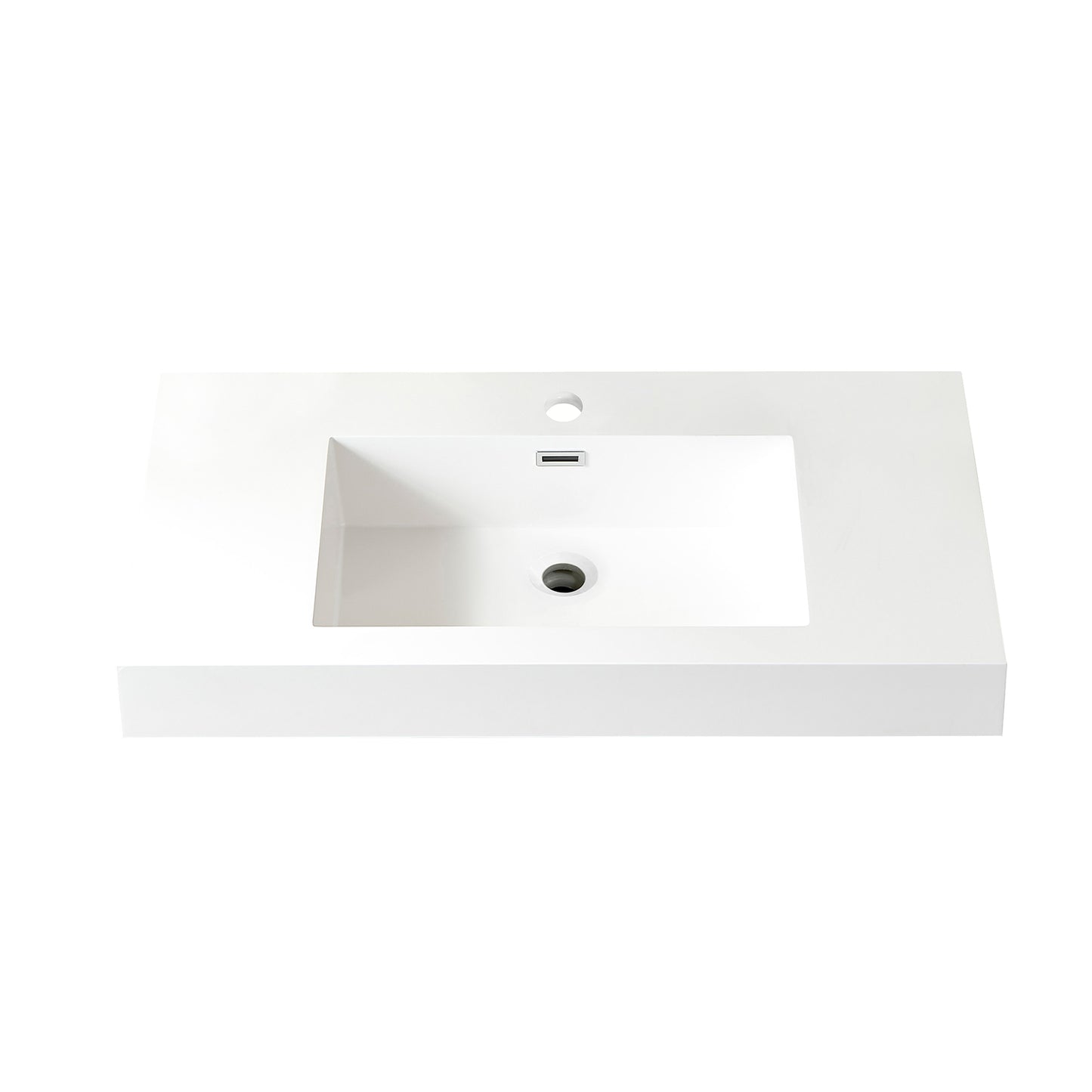 Ablitas Square White Finish Composite Granite Stone Vessel Bathroom Vanity Sink
