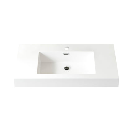 Ablitas Square White Finish Composite Granite Stone Vessel Bathroom Vanity Sink