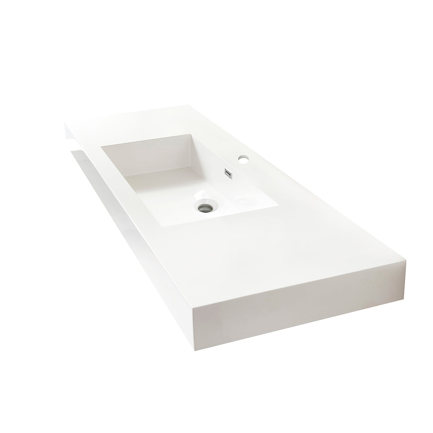 Ablitas Square White Finish Composite Granite Stone Vessel Bathroom Vanity Sink