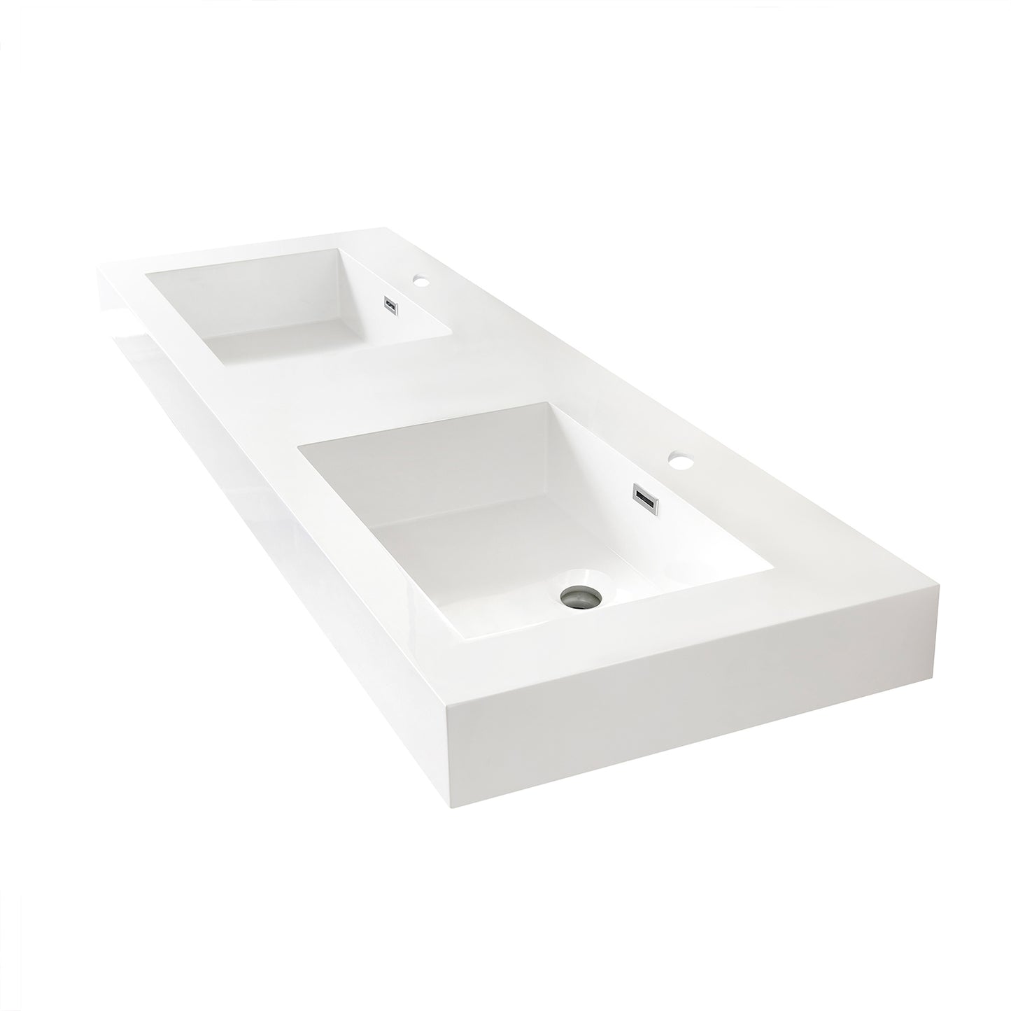 Ablitas Square White Finish Composite Granite Stone Vessel Bathroom Vanity Sink
