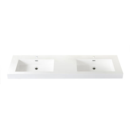 Ablitas Square White Finish Composite Granite Stone Vessel Bathroom Vanity Sink