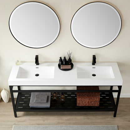 Ablitas Square White Finish Composite Granite Stone Vessel Bathroom Vanity Sink