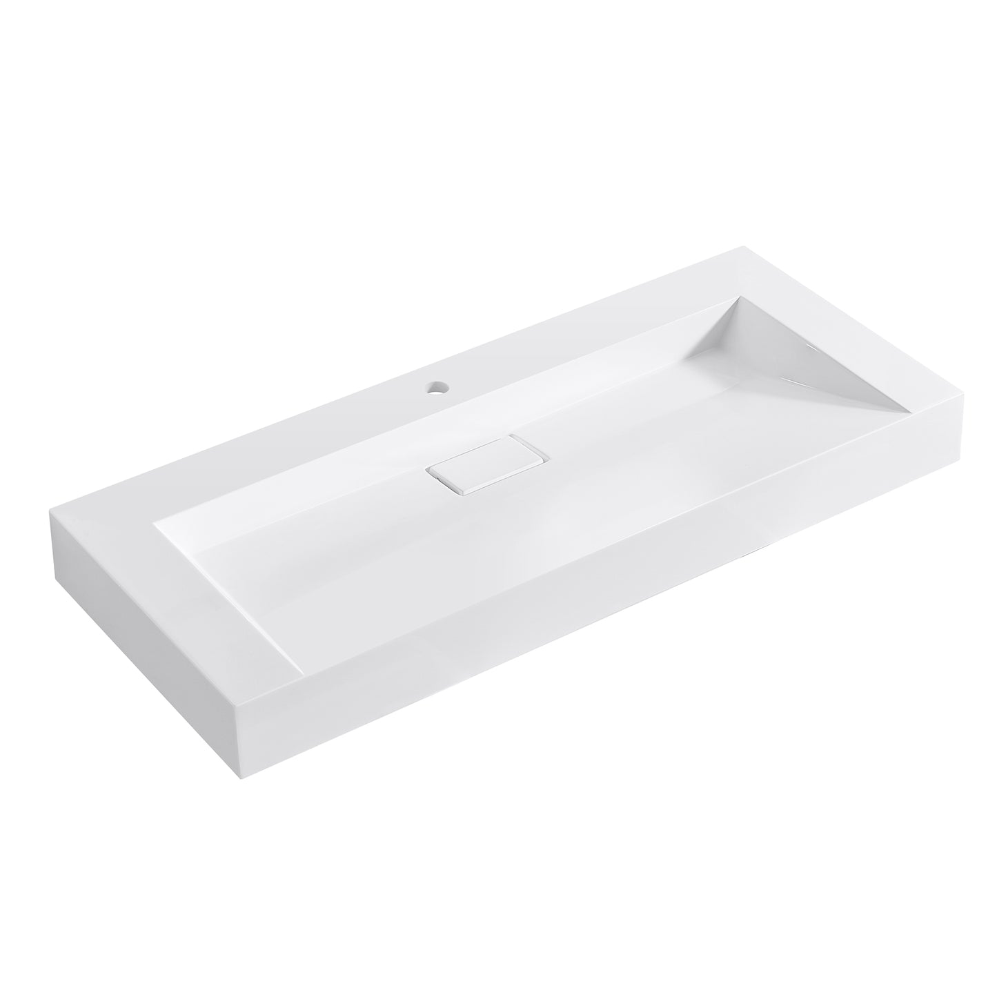 Vinnova Vera 47.4" Rectangular White Composite Granite Stone Console Bathroom Vanity Sink
