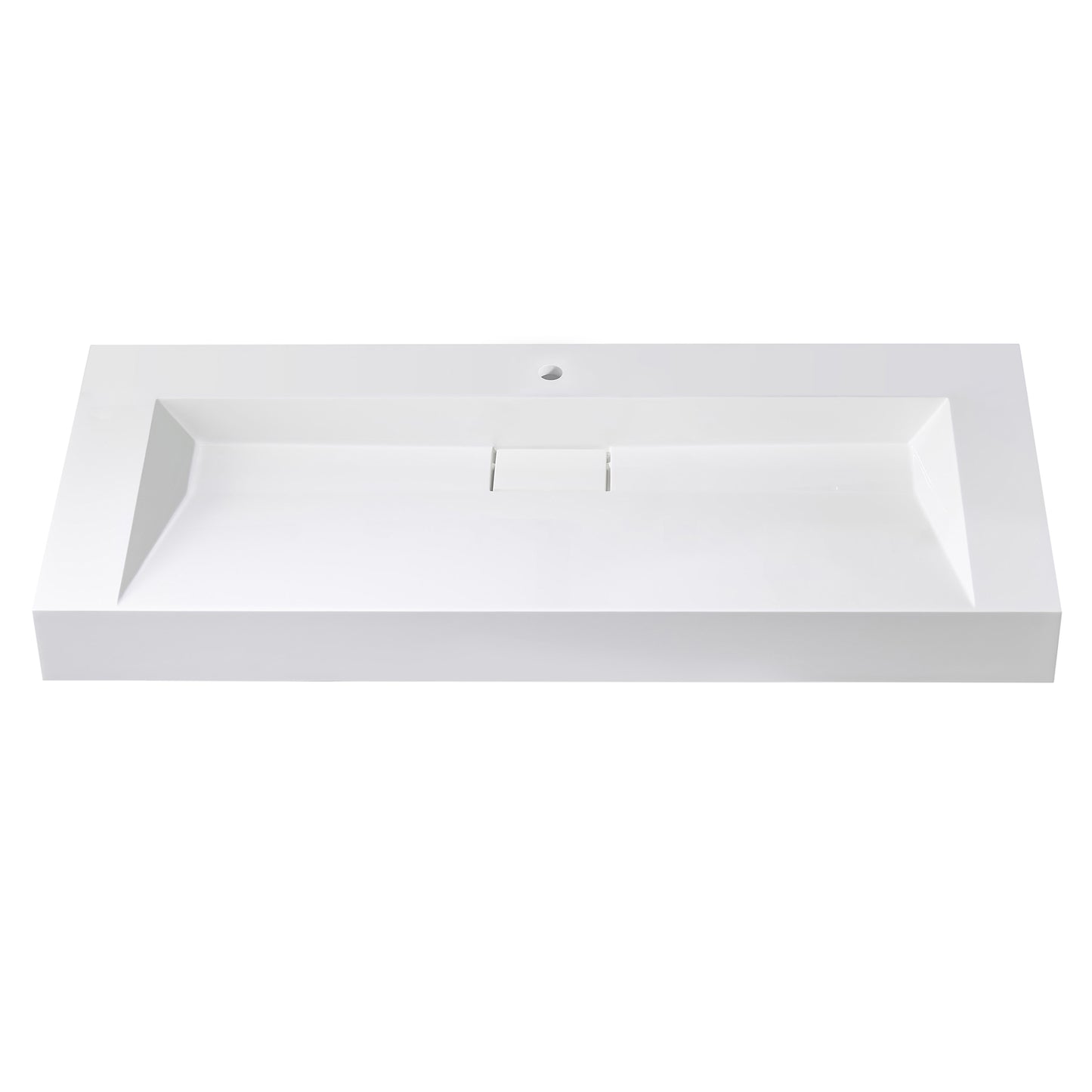 Vinnova Vera 47.4" Rectangular White Composite Granite Stone Console Bathroom Vanity Sink