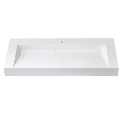Vinnova Vera 47.4" Rectangular White Composite Granite Stone Console Bathroom Vanity Sink