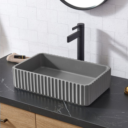Vinnova Sao Paulo Grey Concrete Rectangular Vessel Bathroom Sink