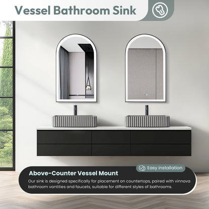 Vinnova Sao Paulo Grey Concrete Rectangular Vessel Bathroom Sink