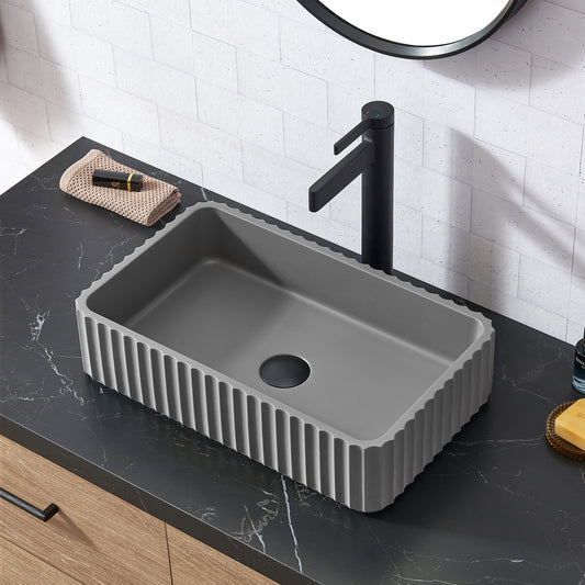 Vinnova Sao Paulo Grey Concrete Rectangular Vessel Bathroom Sink