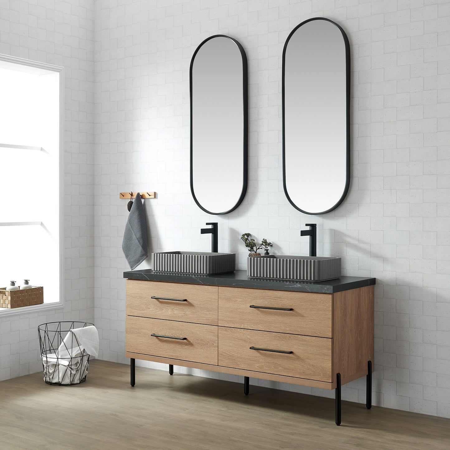 Vinnova Sao Paulo Grey Concrete Rectangular Vessel Bathroom Sink